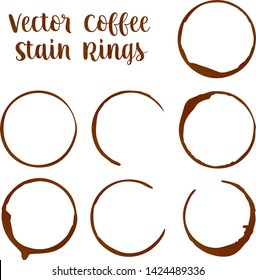 Coffee or espresso stain rings traces from cups vector illustrations