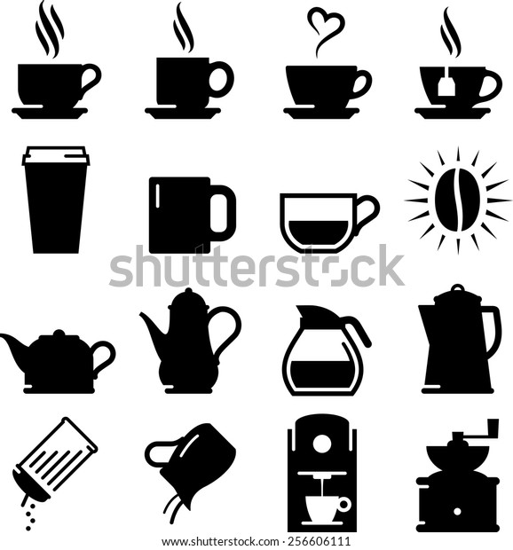 Coffee Espresso Tea Cream Sugar Icons Stock Vector (Royalty Free) 256606111