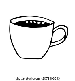 Ilustración vectorial del café expreso, doodle de dibujo manual