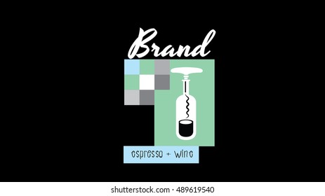 Coffee Espresso and wine vector logo design template. Vector cafe sign coffee monogram and restaurant symbol cafe badge. 