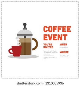 Coffee Event Invitation Design with Where and When Details