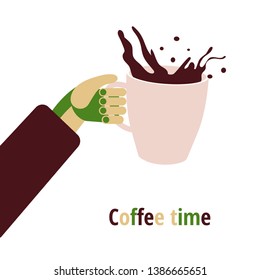 Coffee excellent drink always. Cool design. Colorful illustration