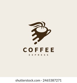 Ilustración vectorial express de café para el diseño del logotipo de entrega 