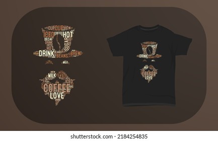 Coffee face Shape Cloud T-shirt Design
