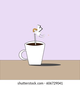 Coffee fairy on a light purple background