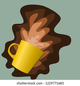 coffee falls out of the coffee cup like paper cut .
