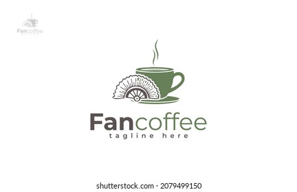 Coffee fan logo design. vector