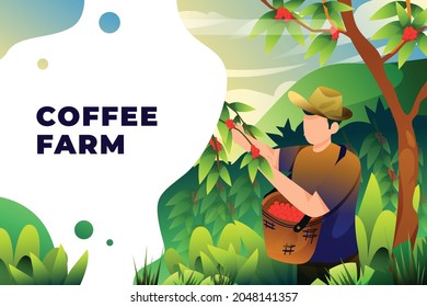 Coffee Farm - Vector Illustration