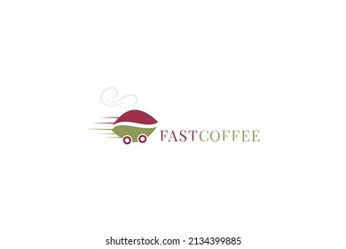 Coffee Fast Delivery Logo Template Design. Food service delivery.