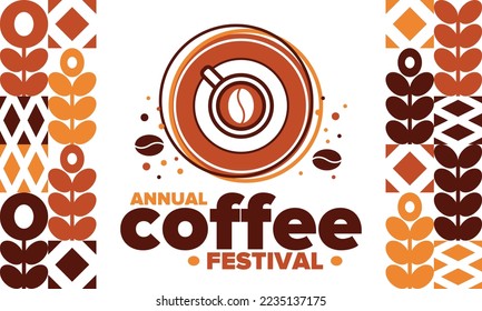 Coffee Festival. For coffee lovers. Event for professionals in the coffee industry. Cafes, restaurants and coffee roasters. Trainings for baristas from staff schools. Creative Illustration. Vector