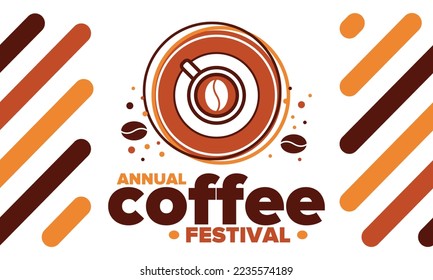 Coffee Festival. For coffee lovers. Event for professionals in the coffee industry. Cafes, restaurants and coffee roasters. Trainings for baristas from staff schools. Creative Illustration. Vector