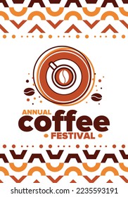 Coffee Festival. For coffee lovers. Event for professionals in the coffee industry. Cafes, restaurants and coffee roasters. Trainings for baristas from staff schools. Creative Illustration. Vector