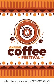 Coffee Festival. For coffee lovers. Event for professionals in the coffee industry. Cafes, restaurants and coffee roasters. Trainings for baristas from staff schools. Creative Illustration. Vector