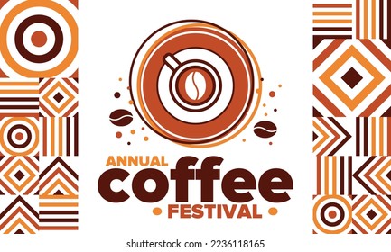 Coffee Festival. For coffee lovers. Event for professionals in the coffee industry. Cafes, restaurants and coffee roasters. Trainings for baristas from staff schools. Creative Illustration. Vector