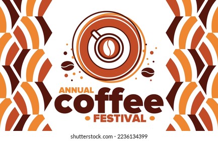 Coffee Festival. For coffee lovers. Event for professionals in the coffee industry. Cafes, restaurants and coffee roasters. Trainings for baristas from staff schools. Creative Illustration. Vector