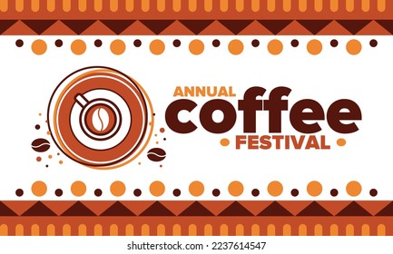 Coffee Festival. For coffee lovers. Event for professionals in the coffee industry. Cafes, restaurants and coffee roasters. Trainings for baristas from staff schools. Creative Illustration. Vector