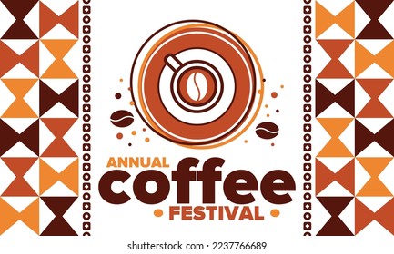 Coffee Festival. For coffee lovers. Event for professionals in the coffee industry. Cafes, restaurants and coffee roasters. Trainings for baristas from staff schools. Creative Illustration. Vector