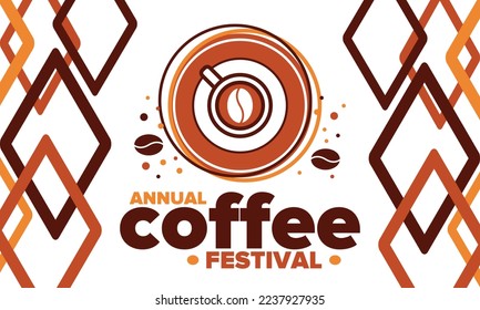 Coffee Festival. For coffee lovers. Event for professionals in the coffee industry. Cafes, restaurants and coffee roasters. Trainings for baristas from staff schools. Creative Illustration. Vector