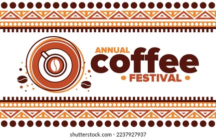 Coffee Festival. For coffee lovers. Event for professionals in the coffee industry. Cafes, restaurants and coffee roasters. Trainings for baristas from staff schools. Creative Illustration. Vector