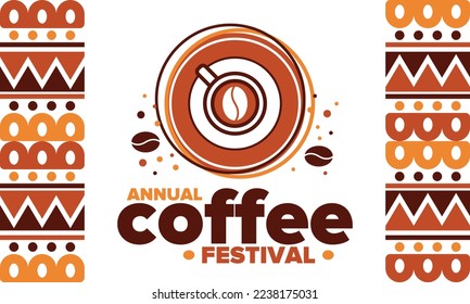 Coffee Festival. For coffee lovers. Event for professionals in the coffee industry. Cafes, restaurants and coffee roasters. Trainings for baristas from staff schools. Creative Illustration. Vector