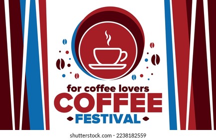 Coffee Festival. For coffee lovers. Event for professionals in the coffee industry. Cafes, restaurants and coffee roasters. Trainings for baristas from staff schools. Creative Illustration. Vector