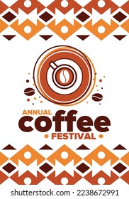 Coffee Festival. For coffee lovers. Event for professionals in the coffee industry. Cafes, restaurants and coffee roasters. Trainings for baristas from staff schools. Creative Illustration. Vector