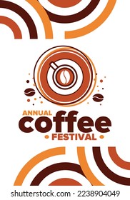 Coffee Festival. For coffee lovers. Event for professionals in the coffee industry. Cafes, restaurants and coffee roasters. Trainings for baristas from staff schools. Creative Illustration. Vector