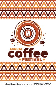 Coffee Festival. For coffee lovers. Event for professionals in the coffee industry. Cafes, restaurants and coffee roasters. Trainings for baristas from staff schools. Creative Illustration. Vector