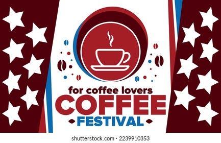 Coffee Festival. For coffee lovers. Event for professionals in the coffee industry. Cafes, restaurants and coffee roasters. Trainings for baristas from staff schools. Creative Illustration. Vector