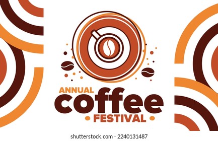 Coffee Festival. For coffee lovers. Event for professionals in the coffee industry. Cafes, restaurants and coffee roasters. Trainings for baristas from staff schools. Creative Illustration. Vector