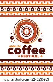 Coffee Festival. For coffee lovers. Event for professionals in the coffee industry. Cafes, restaurants and coffee roasters. Trainings for baristas from staff schools. Creative Illustration. Vector