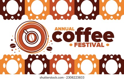 Coffee Festival. For coffee lovers. Event for professionals in the coffee industry. Cafes, restaurants and coffee roasters. Trainings for baristas from staff schools. Creative Illustration. Vector