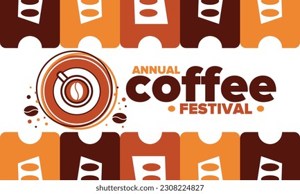 Coffee Festival. For coffee lovers. Event for professionals in the coffee industry. Cafes, restaurants and coffee roasters. Trainings for baristas from staff schools. Creative Illustration. Vector