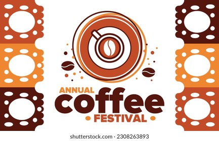 Coffee Festival. For coffee lovers. Event for professionals in the coffee industry. Cafes, restaurants and coffee roasters. Trainings for baristas from staff schools. Creative Illustration. Vector