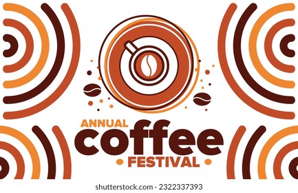 Coffee Festival. For coffee lovers. Event for professionals in the coffee industry. Cafes, restaurants and coffee roasters. Trainings for baristas from staff schools. Creative Illustration. Vector