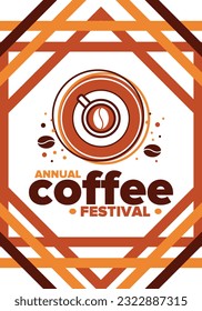 Coffee Festival. For coffee lovers. Event for professionals in the coffee industry. Cafes, restaurants and coffee roasters. Trainings for baristas from staff schools. Creative Illustration. Vector