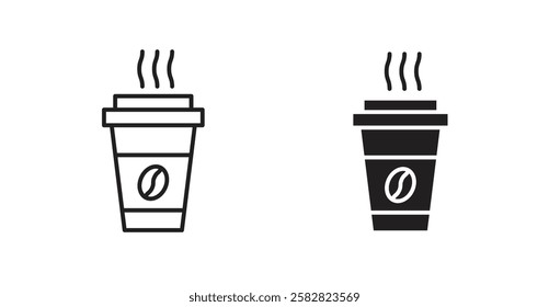 Coffee filled and outlined icons vectors on white background