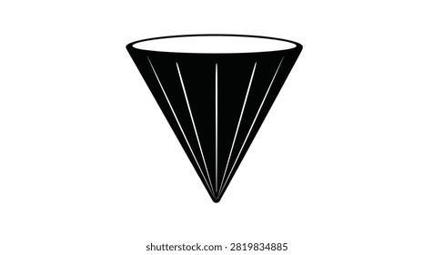 Coffee filter cone silhouette against a white background