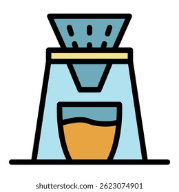 Coffee filter icon. Outline coffee filter vector icon color flat isolated