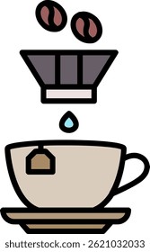 Coffee Filter Line Filled Vector Icon Design