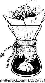 Kaffeefilter mit der Natur im Inneren