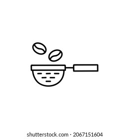 Coffee filter sieve icon in flat black line style, isolated on white 