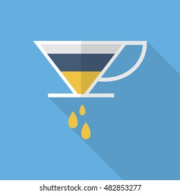 Coffee filters icon , Vector flat long shadow design.