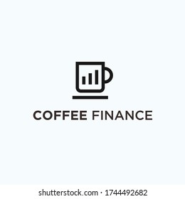 coffee finance logo design vector illustration on white background