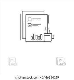 Coffee, Financial, Market, News, Newspaper, Newspapers, Paper Bold and thin black line icon set