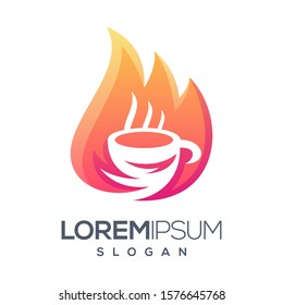 coffee fire gradient color logo design
