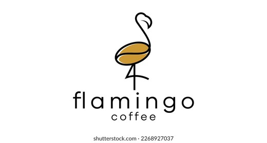 coffee and flamingo line logo vector illustration
