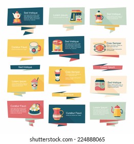 Coffee flat banner background set, eps10