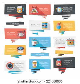 Coffee flat banner background set, eps10
