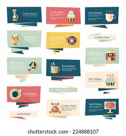 Coffee flat banner background set, eps10